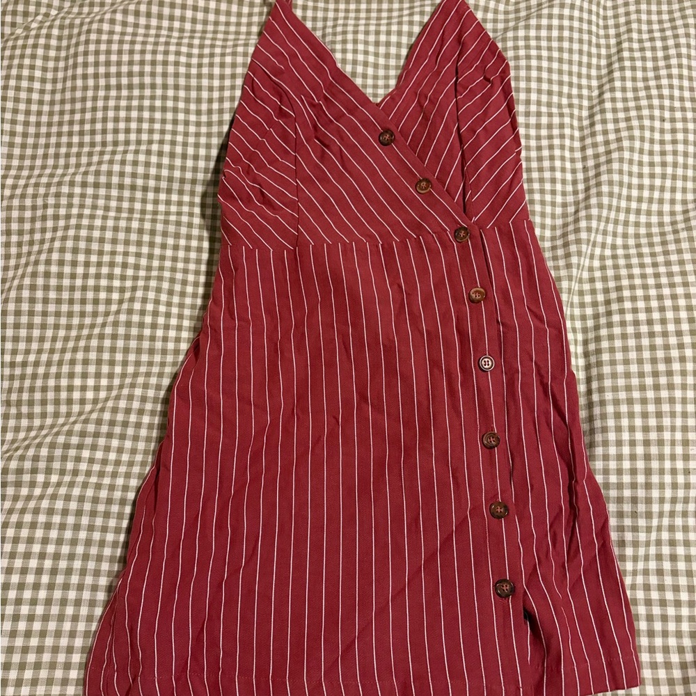 Princess Polly Women’s Red Striped Button-Front Mini Dress